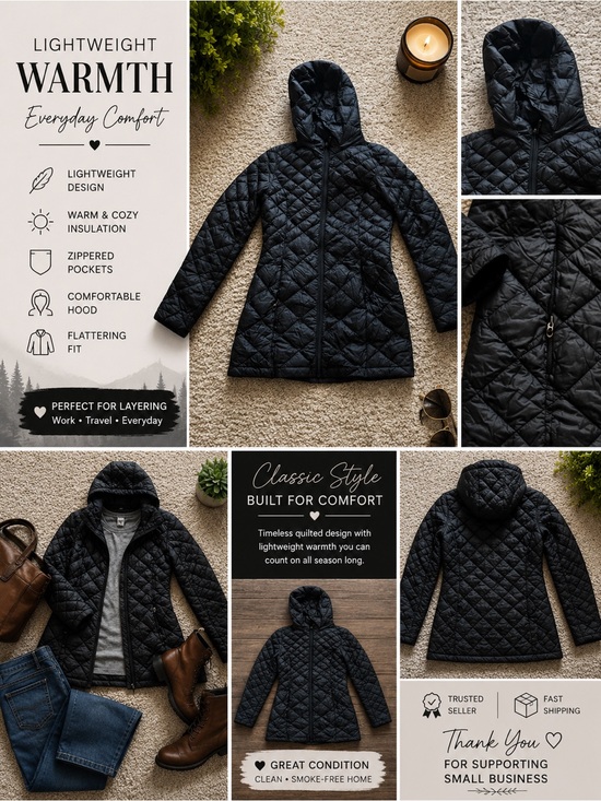 Nordstrom Jackets & Blazers - Nordstrom 32 Degrees Women’s Black Hooded Lightweight Down Puffer Jacket S